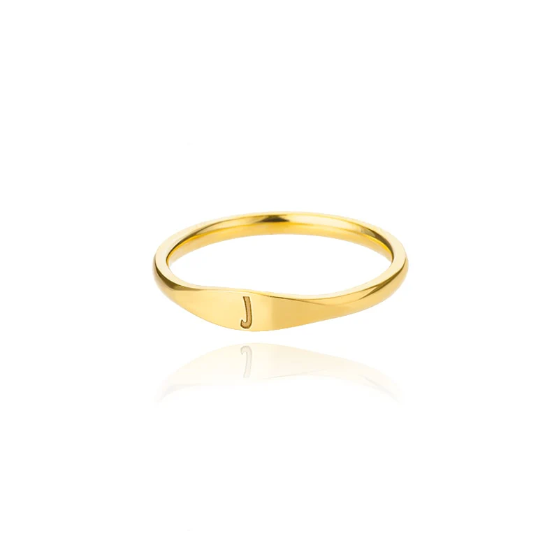Minimalist Initial Letter Ring - Image 13